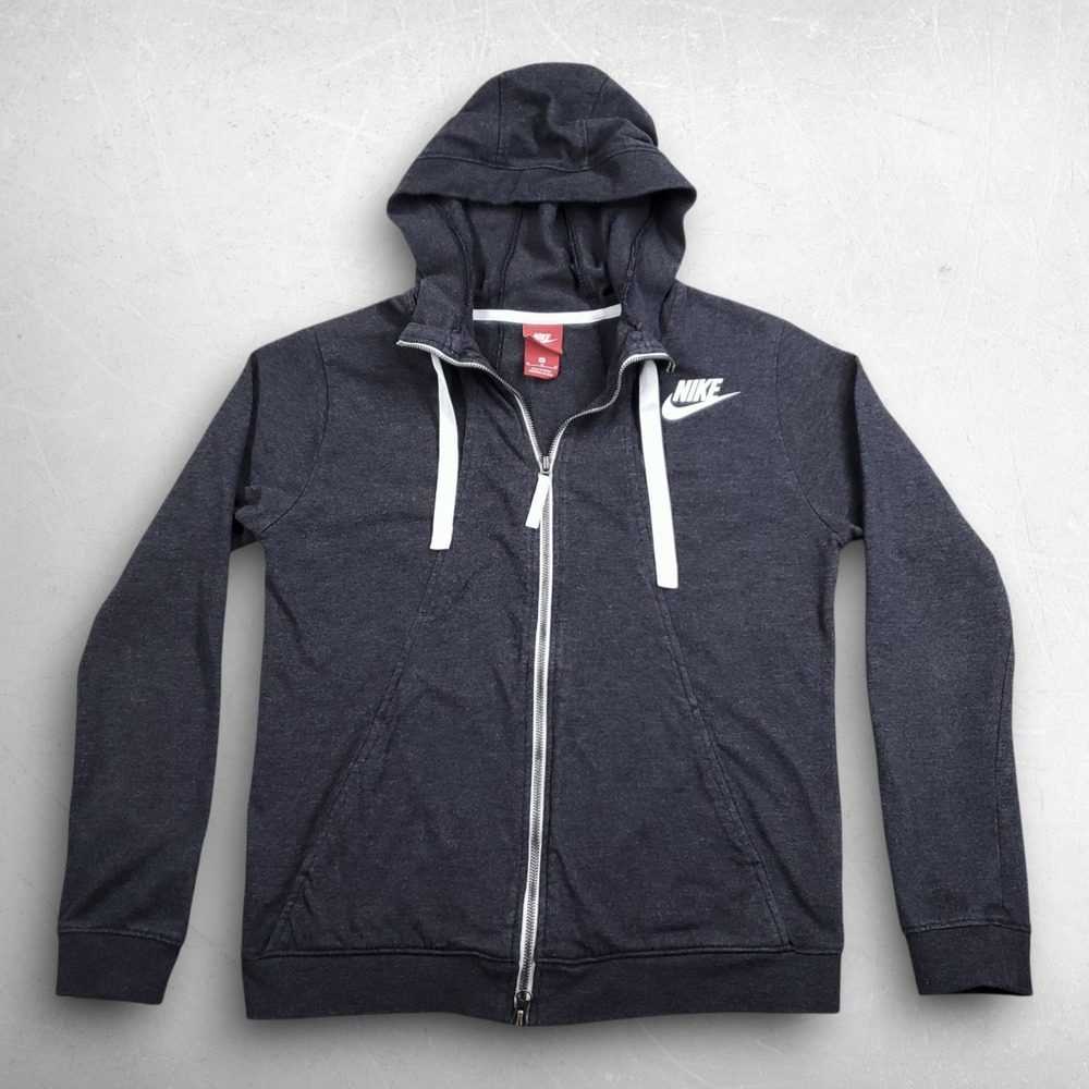 Nike Gym Vintage Full-Zip Hoodie Women M Dark Gray Sporty Athleisure Loungewear